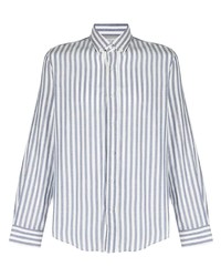 Chemise de ville à rayures verticales blanc et bleu Brunello Cucinelli