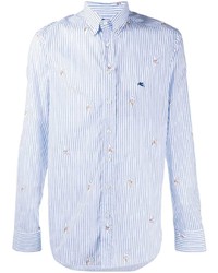 Chemise de ville à rayures verticales blanc et bleu Etro