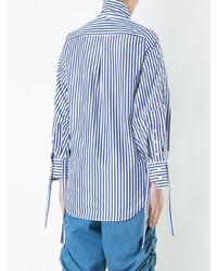 Chemise de ville à rayures verticales blanc et bleu Strateas Carlucci