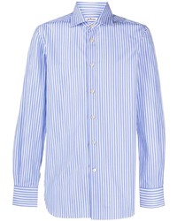 Chemise de ville à rayures verticales blanc et bleu Kiton