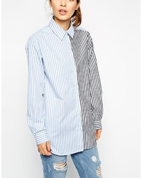 Chemise de ville à rayures verticales blanc et bleu Asos