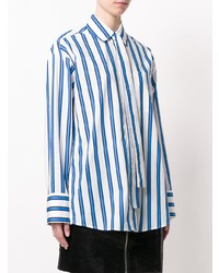 Chemise de ville à rayures verticales blanc et bleu MSGM