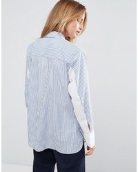 Chemise de ville à rayures verticales blanc et bleu Asos