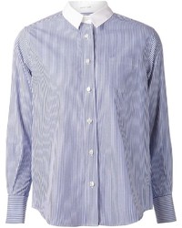 Chemise de ville à rayures verticales blanc et bleu Sacai