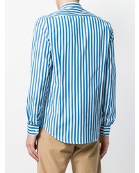 Chemise de ville à rayures verticales blanc et bleu Department 5