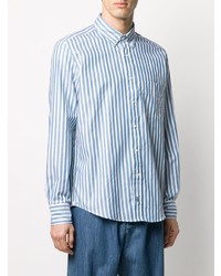 Chemise de ville à rayures verticales blanc et bleu Lanvin