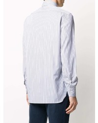 Chemise de ville à rayures verticales blanc et bleu Barba