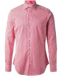 Chemise de ville à rayures verticales blanc et rouge Etro
