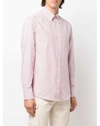 Chemise de ville à rayures verticales blanc et rouge Brunello Cucinelli
