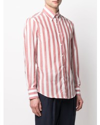 Chemise de ville à rayures verticales blanc et rouge Brunello Cucinelli