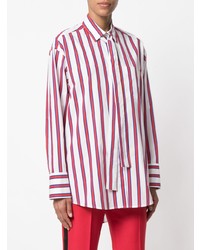 Chemise de ville à rayures verticales blanc et rouge MSGM