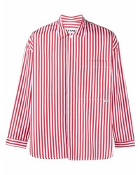Chemise de ville à rayures verticales blanc et rouge Sunnei