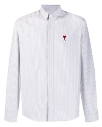 Chemise de ville à rayures verticales blanche Ami Paris
