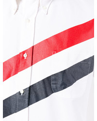 Chemise de ville à rayures verticales blanche Thom Browne