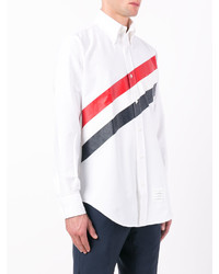 Chemise de ville à rayures verticales blanche Thom Browne