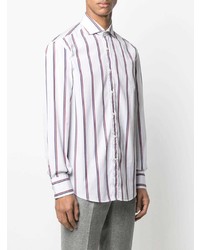 Chemise de ville à rayures verticales blanche Brunello Cucinelli