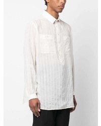 Chemise de ville à rayures verticales blanche Saint Laurent