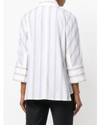 Chemise de ville à rayures verticales blanche Marni