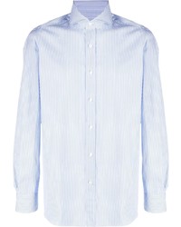 Chemise de ville à rayures verticales bleu clair Borrelli
