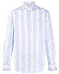 Chemise de ville à rayures verticales bleu clair Brunello Cucinelli