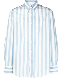 Chemise de ville à rayures verticales bleu clair Brunello Cucinelli