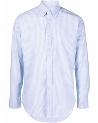Chemise de ville à rayures verticales bleu clair Canali