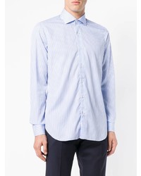 Chemise de ville à rayures verticales bleu clair Barba
