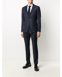 Chemise de ville à rayures verticales bleu clair Z Zegna