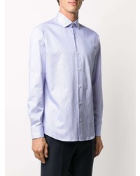 Chemise de ville à rayures verticales bleu clair Z Zegna