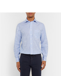 Chemise de ville à rayures verticales bleu clair Drakes