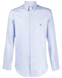 Chemise de ville à rayures verticales bleu clair Etro