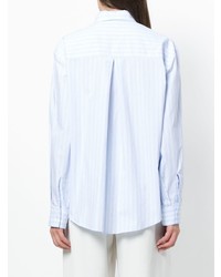 Chemise de ville à rayures verticales bleu clair Cédric Charlier