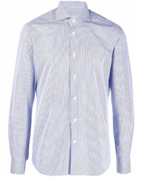 Chemise de ville à rayures verticales bleu clair Kiton