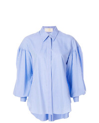 Chemise de ville à rayures verticales bleu clair Sara Battaglia
