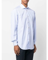 Chemise de ville à rayures verticales bleu clair Kiton