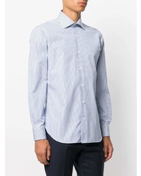 Chemise de ville à rayures verticales bleu clair Barba