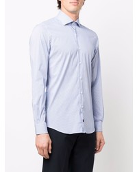 Chemise de ville à rayures verticales bleu clair Fay