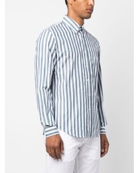 Chemise de ville à rayures verticales bleu clair Aspesi