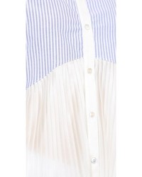 Chemise de ville à rayures verticales bleu clair Clu