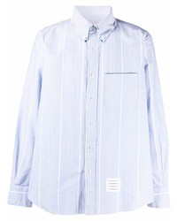 Chemise de ville à rayures verticales bleu clair Thom Browne