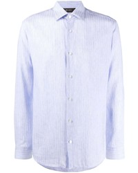 Chemise de ville à rayures verticales bleu clair Z Zegna