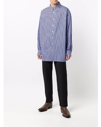 Chemise de ville à rayures verticales bleu marine Acne Studios