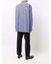 Chemise de ville à rayures verticales bleu marine Acne Studios