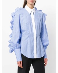 Chemise de ville à rayures verticales bleue Sara Battaglia