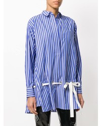 Chemise de ville à rayures verticales bleue Sacai