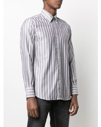Chemise de ville à rayures verticales grise Canali