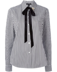 Chemise de ville à rayures verticales noire et blanche Marc Jacobs