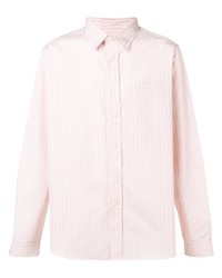 Chemise de ville à rayures verticales rose Ami Paris