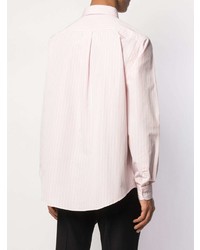 Chemise de ville à rayures verticales rose Ami Paris