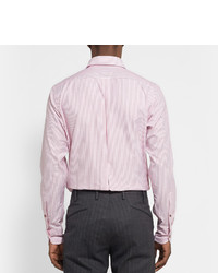Chemise de ville à rayures verticales rose Drakes